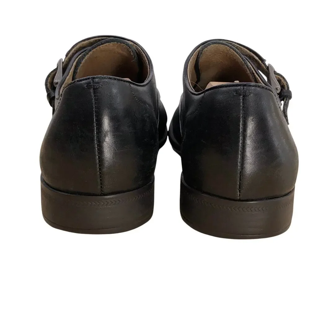 John Varvatos Shoes Mens 9.5M Double Monk Strap Cap Toe Black Leather Dress